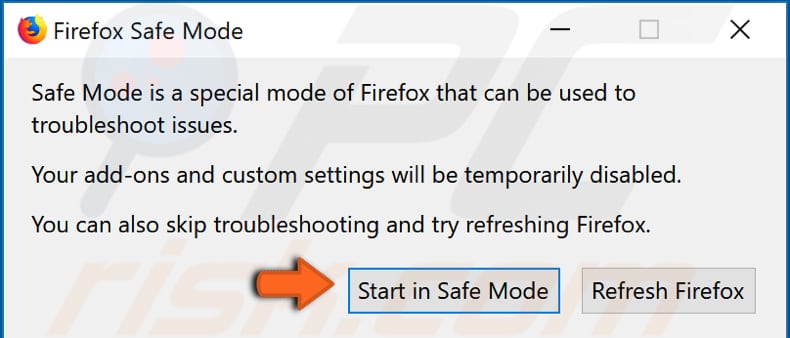 start firefox in safe mode step 2