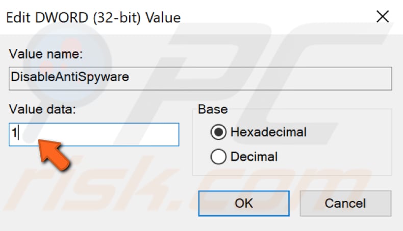 disable windows defender using registry editor step 5