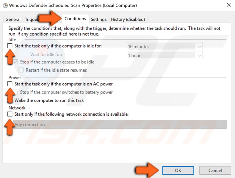 reschedule windows defender using task scheduler step 3