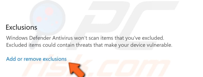 prevent windows defender from scanning its directory step 4