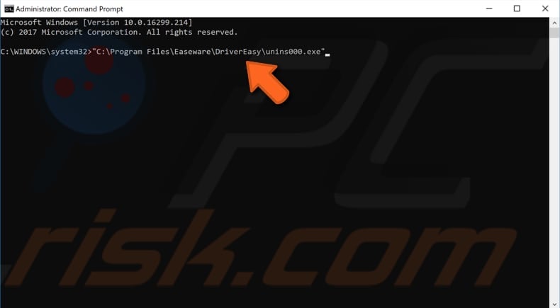 uninstall the application using registry editor and command prompt step 7