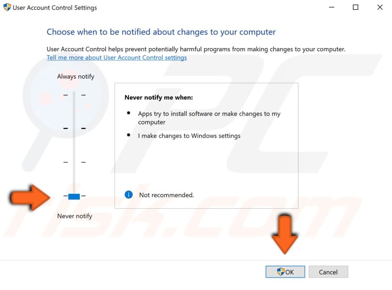 turn off user account control step 2
