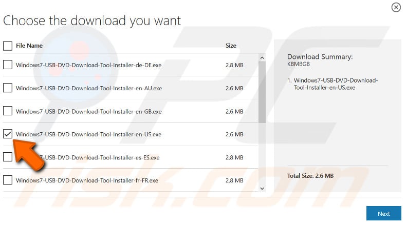 using windows 7 usb/dvd download tool