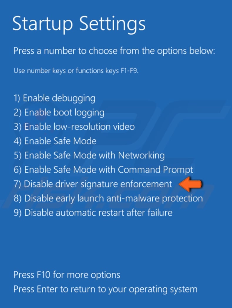 disable driver signature enforcement using automatic repair step 6