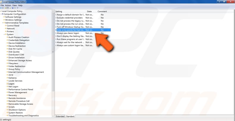 disable fast user switching using group policy editor step 3