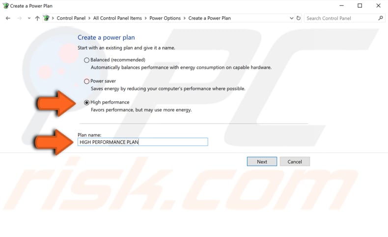 change power plan to high performance step 6