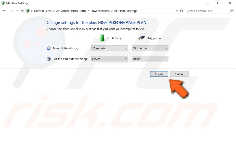 change power plan to high performance step 7