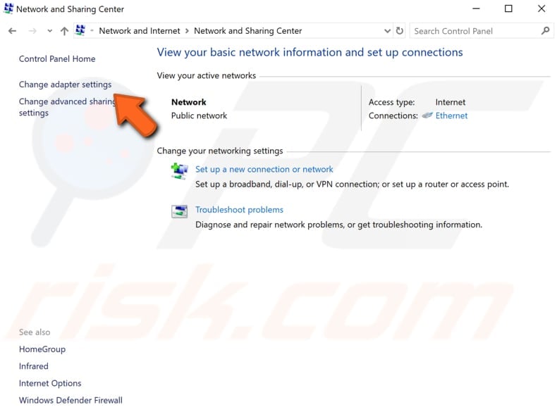 restart your network adapter step 1