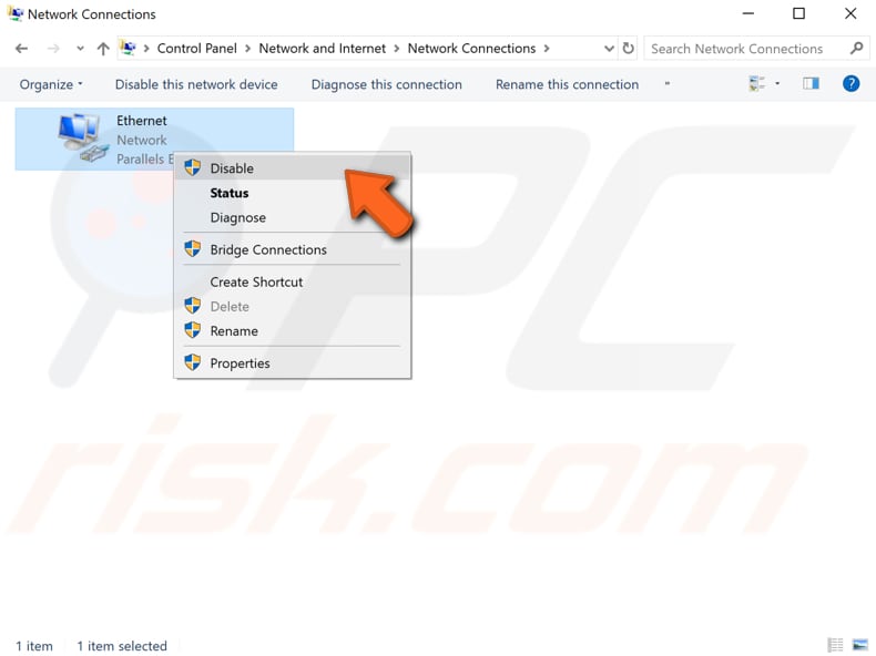 restart your network adapter step 2