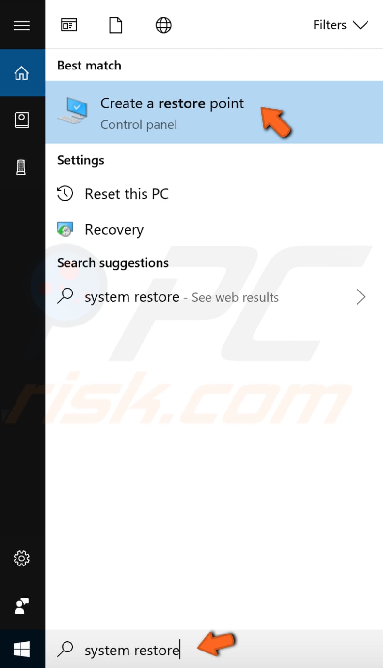 restore your system step 1