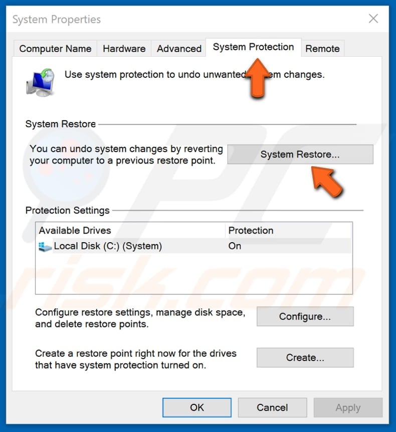 restore your system step 2