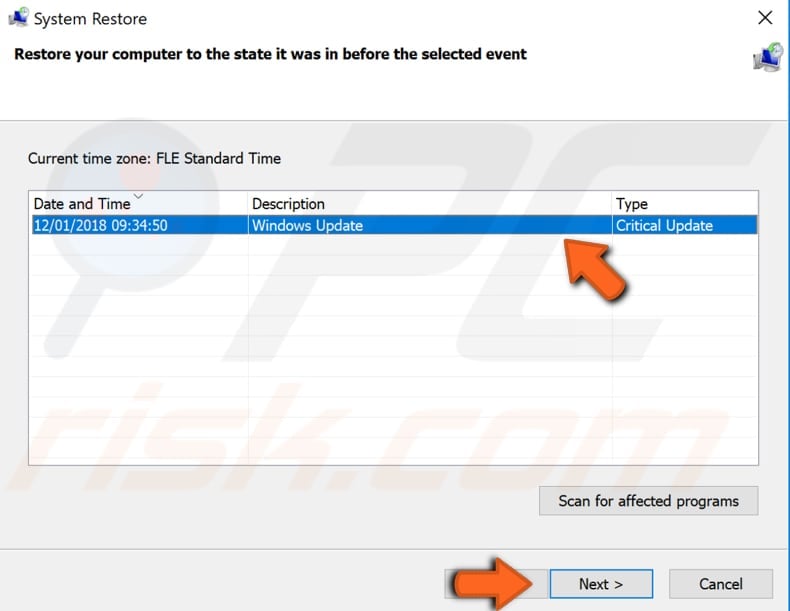 restore your system step 4
