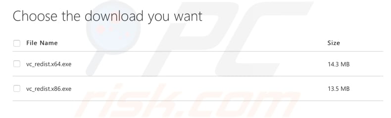 update microsoft visual c++ redistributable step 1