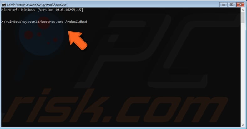 rebuild bcd repair mbr step 1