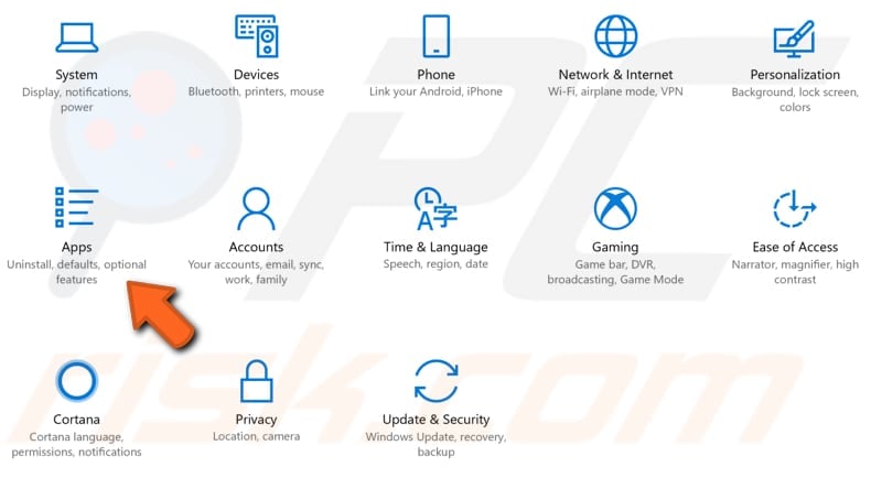 reset default apps step 1