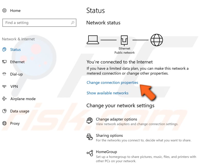 set your connection to private step 2