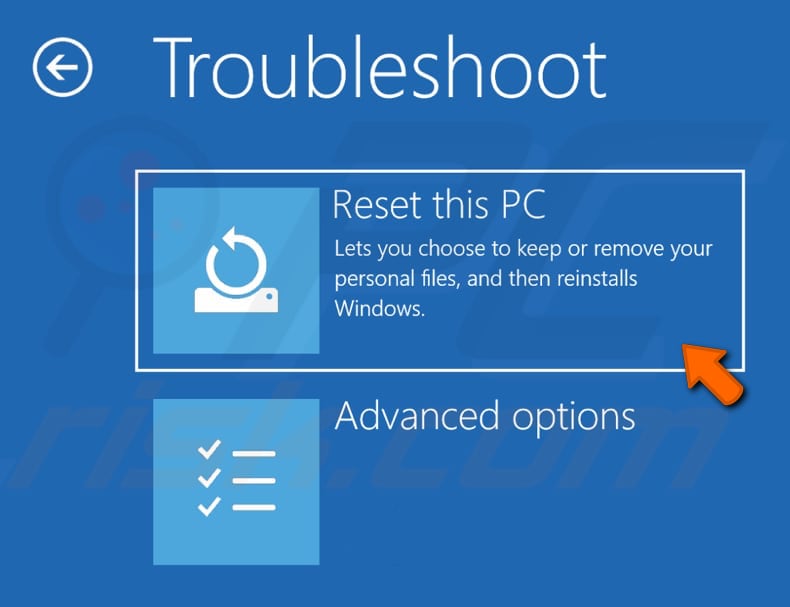 reset your pc step 2
