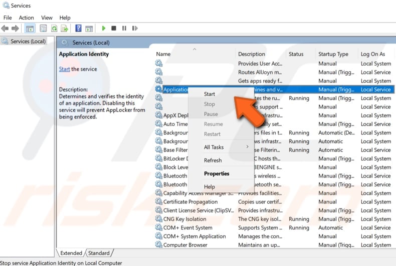 start application identity service step 2