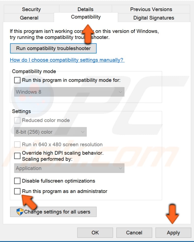 run the application as administrator step 2