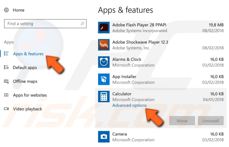 reset windows calculator step 2