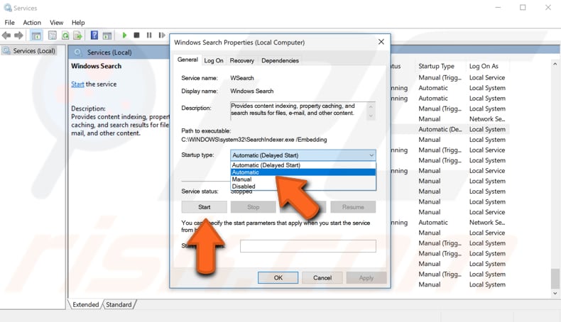 check windows search service step 3