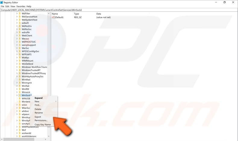delete winsock keys and reinstall tcpip step 3