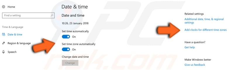 check time and date settings step 2