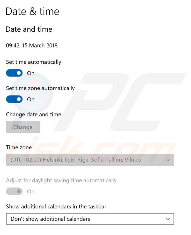 set correct time and date step 2