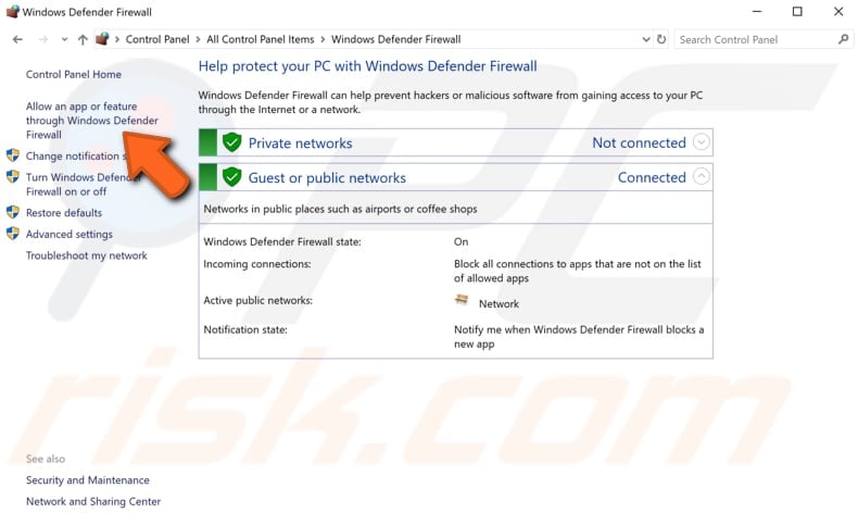adjust firewall settings step 3