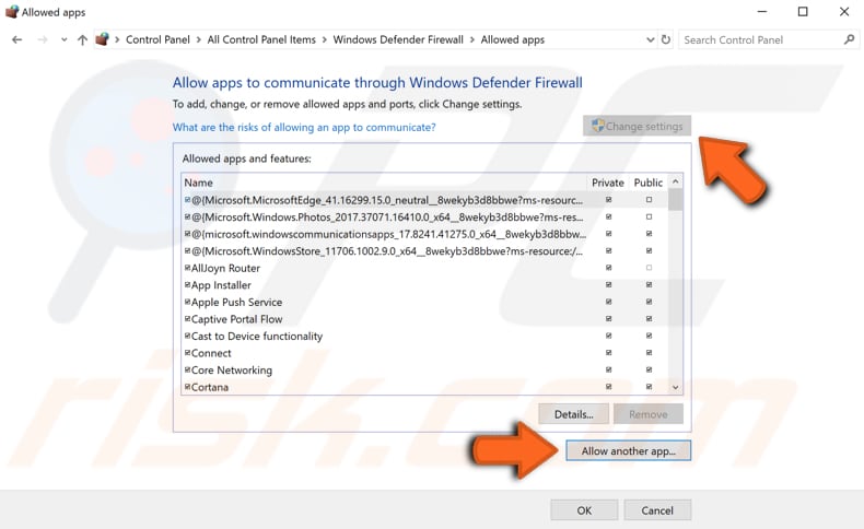 adjust firewall settings step 4