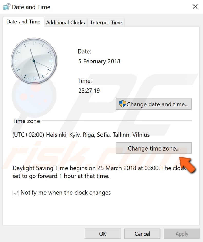 synchronize your windows clock with another time server step 4