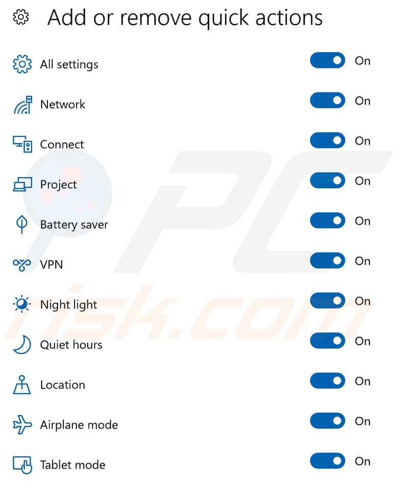 how to manage quick actions step 3