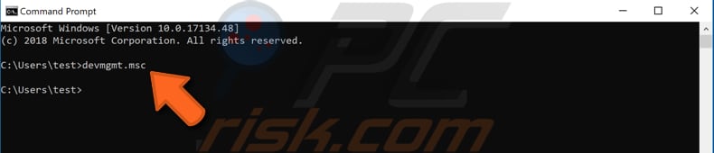 open device manager using command prompt command windows 10 step 2