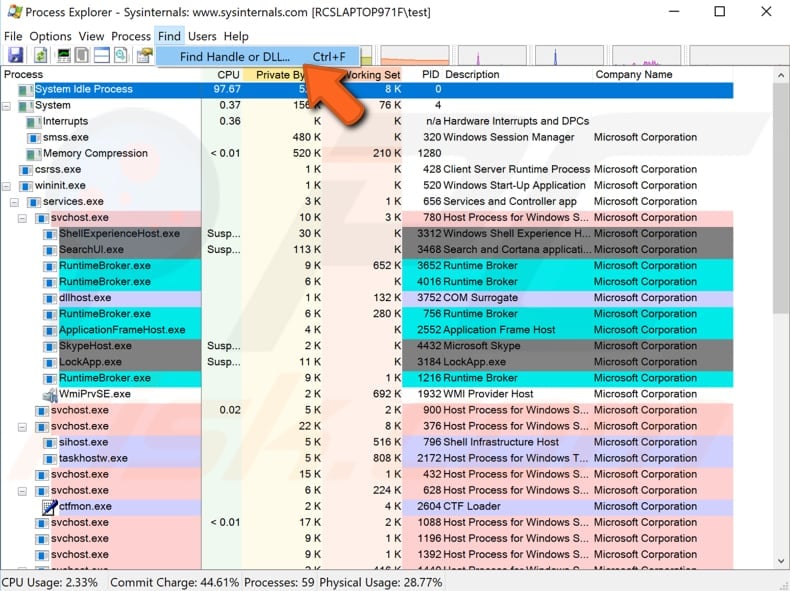 remove files and folders using process explorer step 3