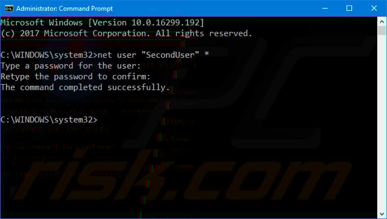 remove password of any local account in command prompt