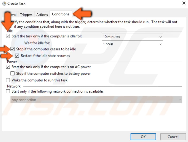 schedule automatic shutdown using windows task scheduler step 8