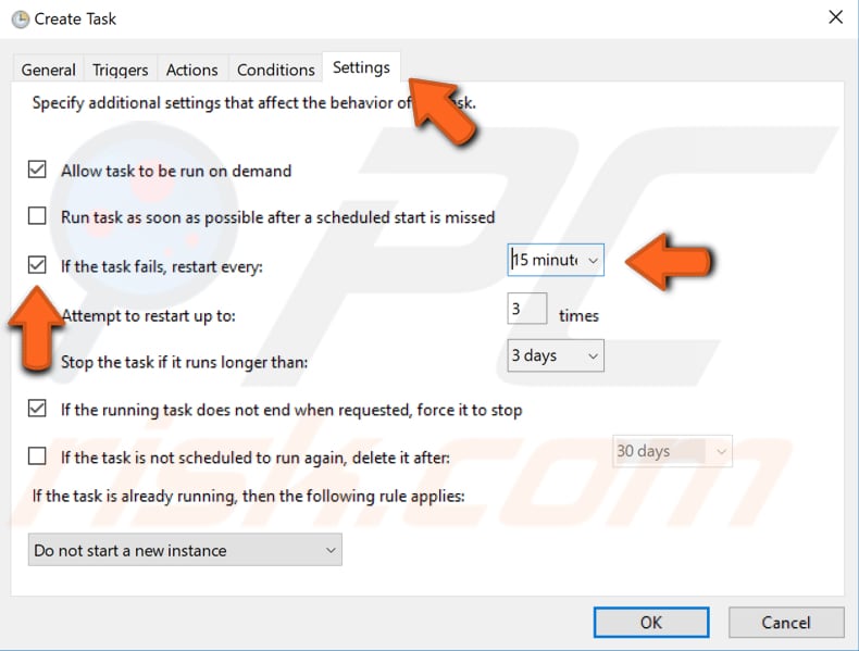 schedule automatic shutdown using windows task scheduler step 9