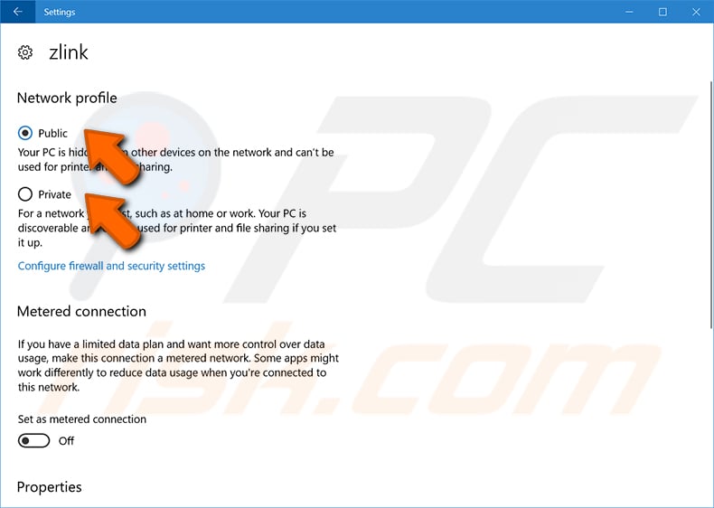 Change a Network Location in Settings Application step 3