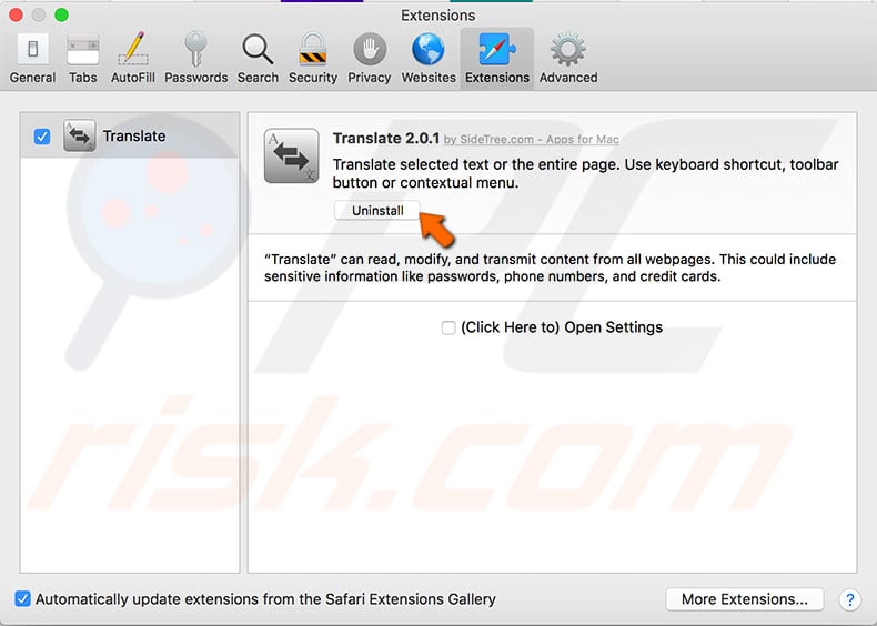 remove-extensions-safari