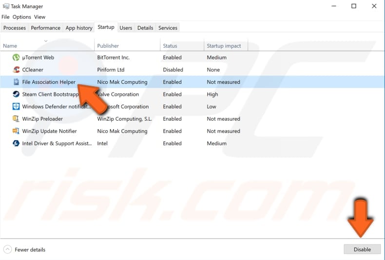 disable file association helper step 3
