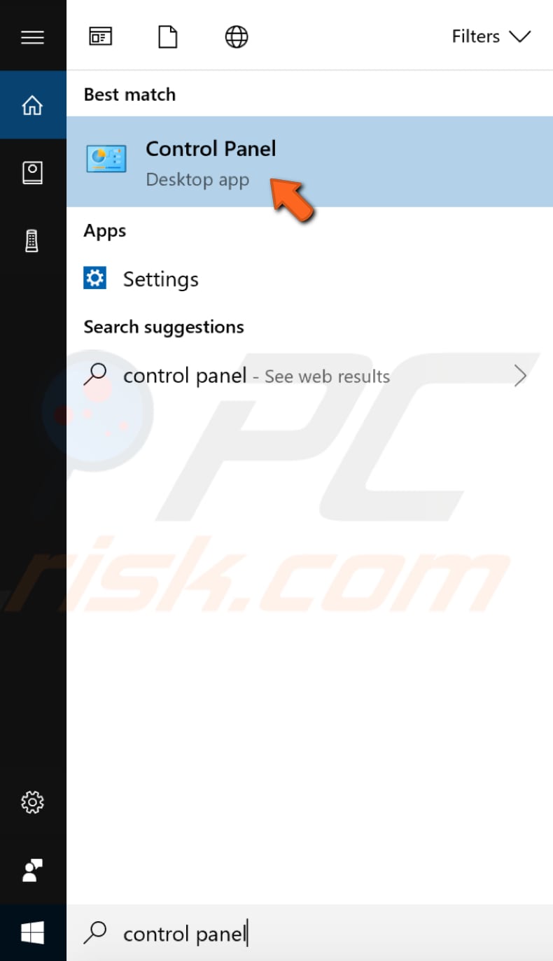 uninstall file association helper using control panel step 1