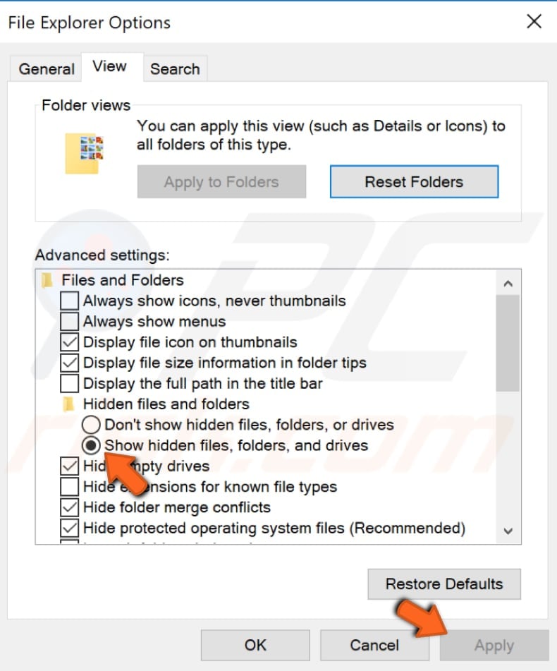delete hidden files step 2