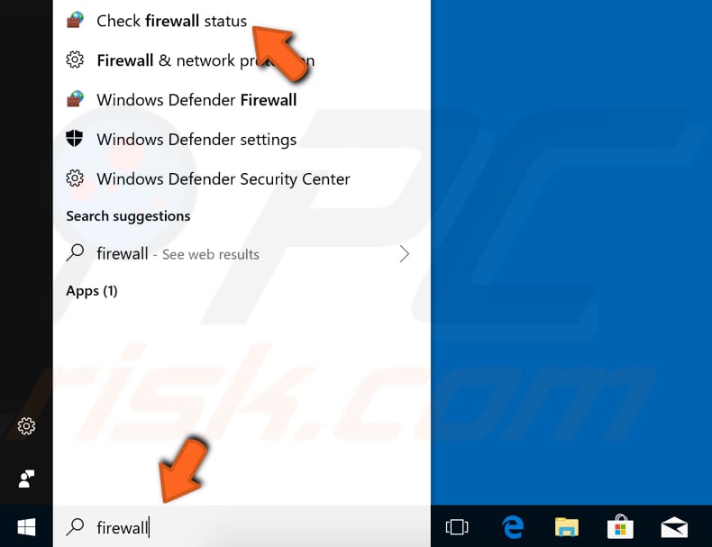 check your firewall settings step 1