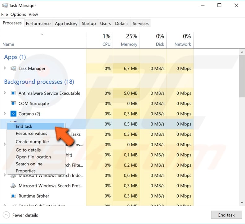 end hp processes step 2