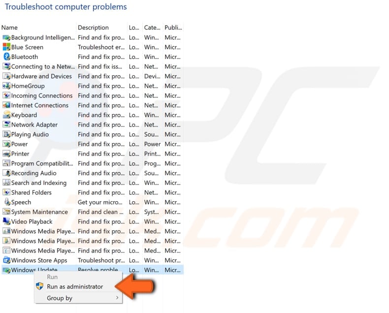 troubleshoot windows update step 3