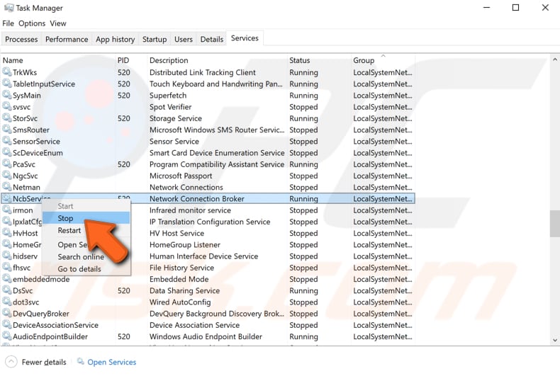 stop and disable services step 4