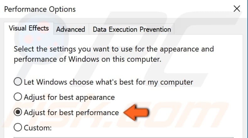 adjust performance options step 3