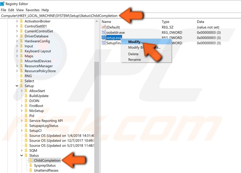 edit windows registry step 2