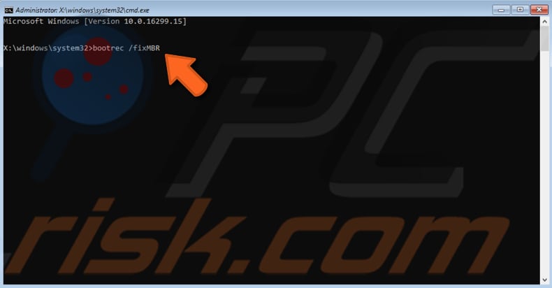 run bootrec commands in command prompt step 2