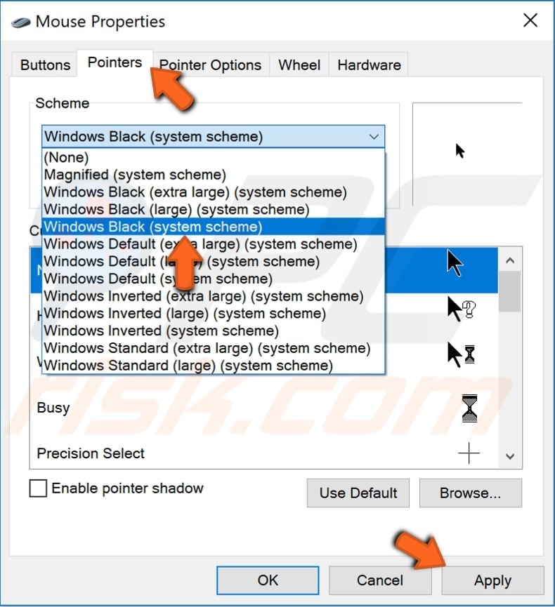 change mouse pointer step 3